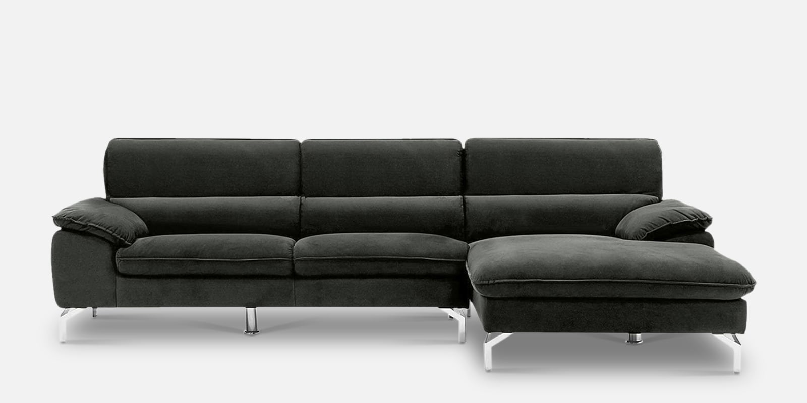 Libby Velvet LHS Sectional Sofa in Grey Colour