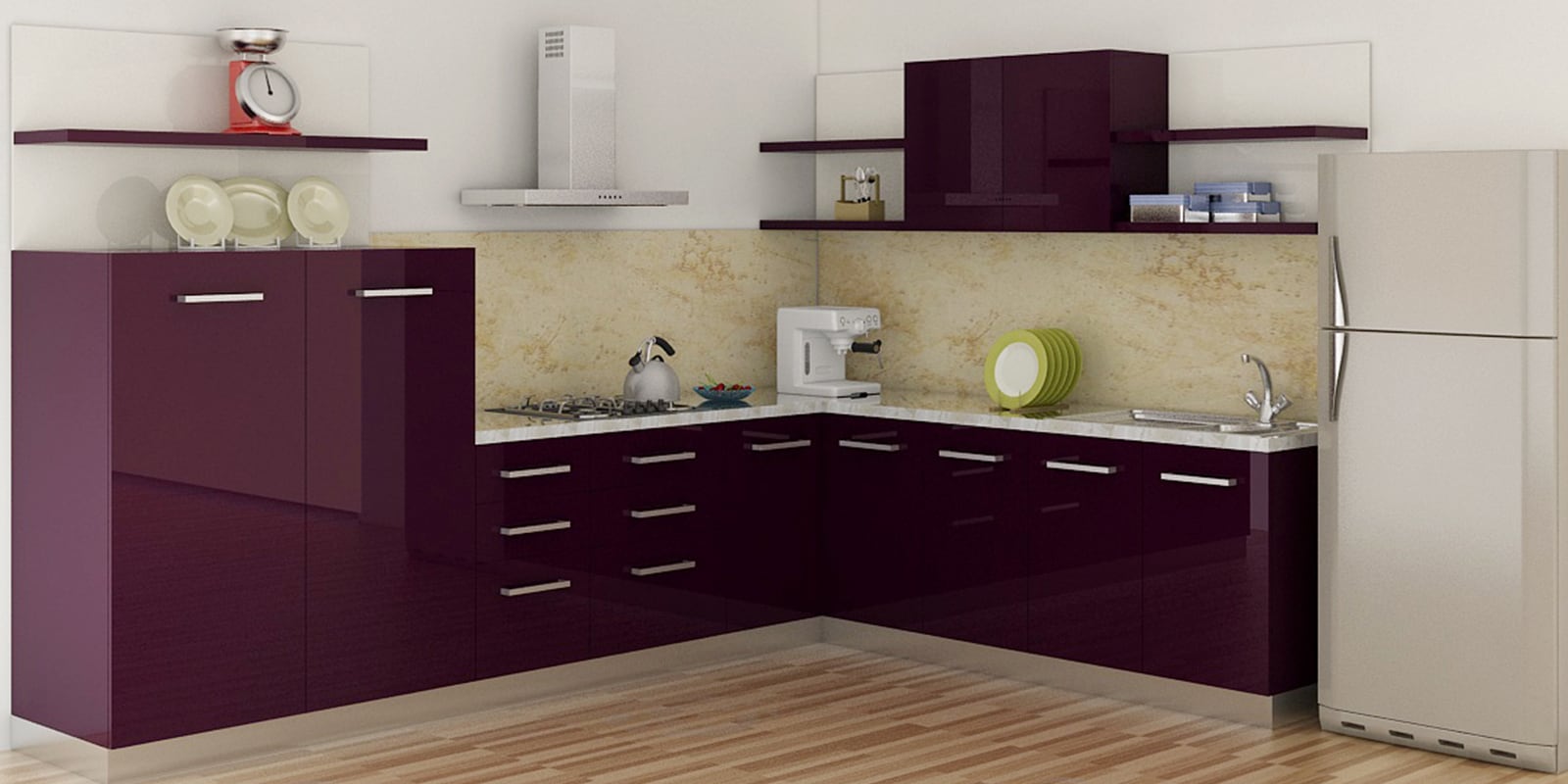 Lillian L Shaped kitchen in MDF with PU Finish