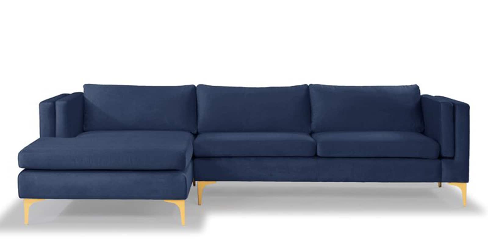 Buy Lima Velvet RHS Sectional Sofa In Navy Blue Colour at 40 OFF by