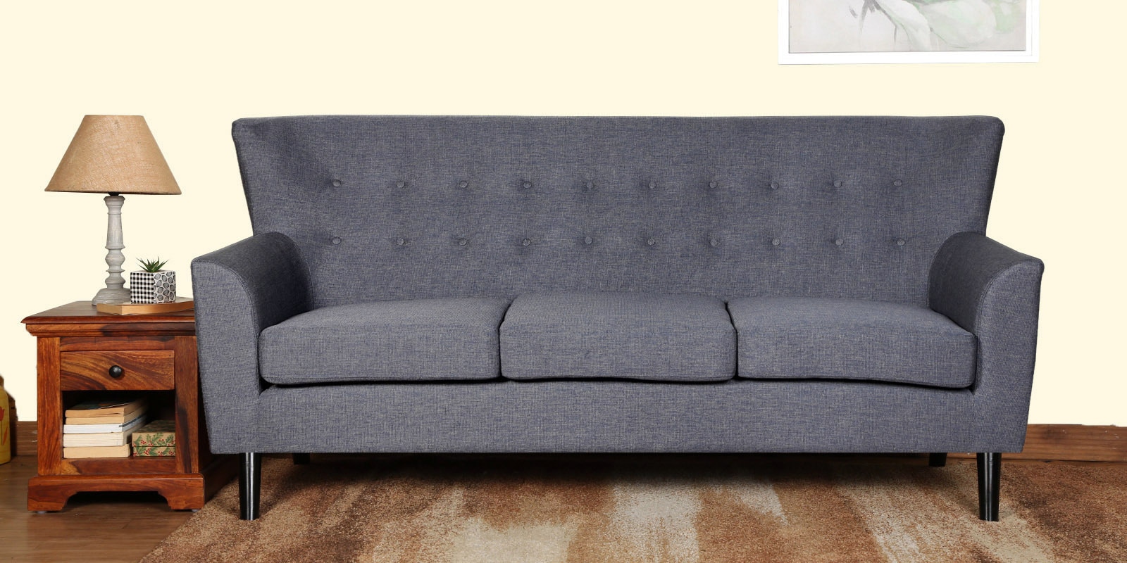 Buy Lima Fabric 3 Seater Sofa In Dark Grey Colour at 29 OFF by