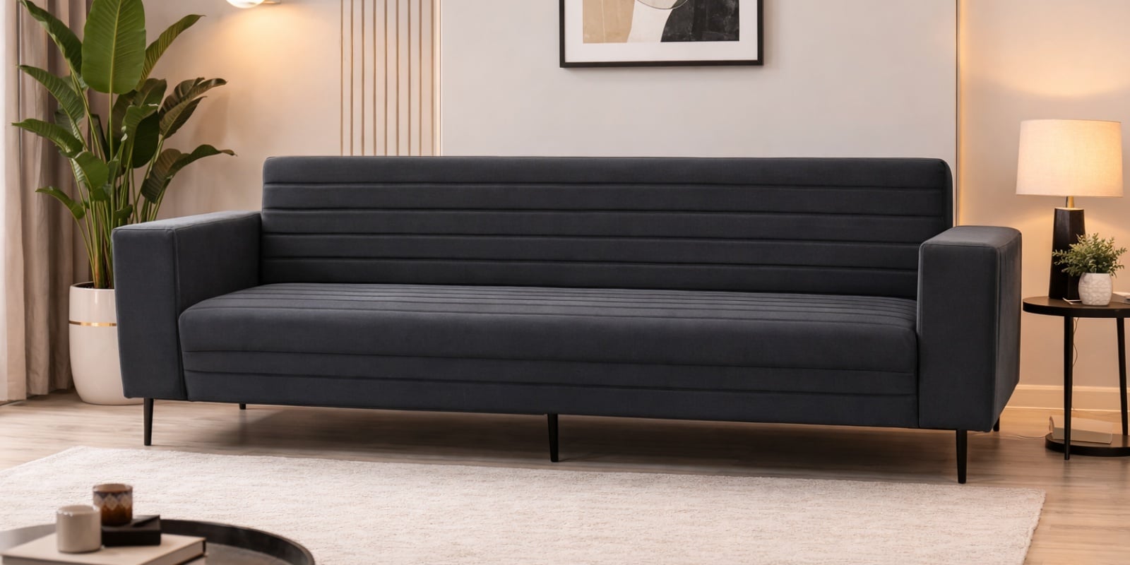Lining Sofa 3 Seater In Grey Colour
