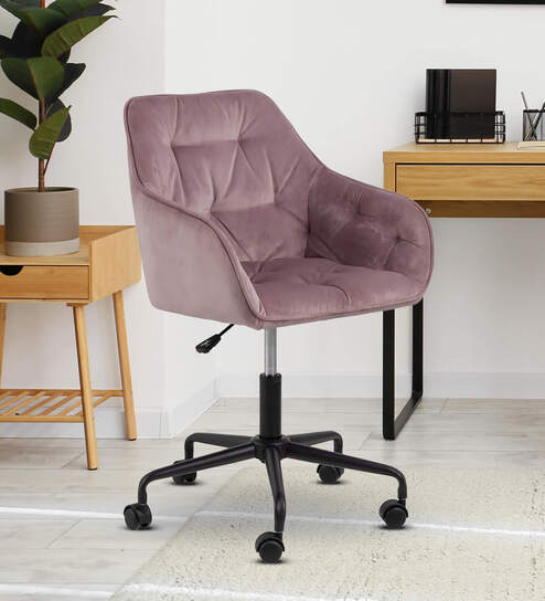 Liam Velvet Guest Chair In Pink Colour