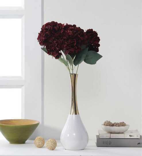 Lifelike Maroon Hydrangea Flower Bunch(Maroon)