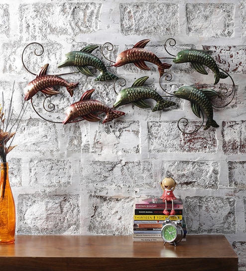 Buy Multicolour Metal Decorative Fish Wall Hanging By Lifestyle
