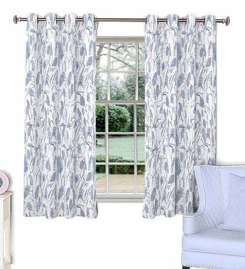 Buy Light Blue Poly Viscose Window Curtain By Skipper Online