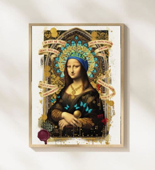 MONA LISA HD Poster With Brown Frame, 12.5 X 17.3 Inches