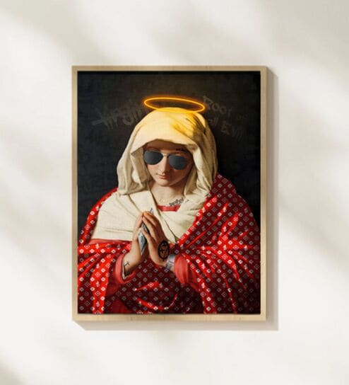 MADONNA HALO POP ART HD Poster With Brown Frame, 12.5 X 17.3 Inches