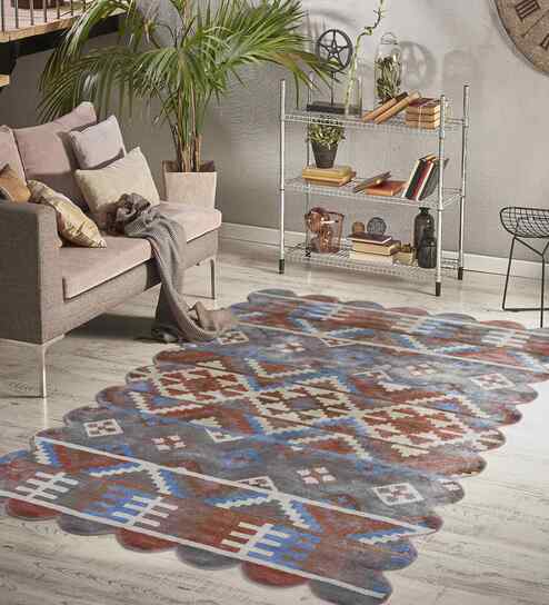 Light Gray Abstract Wool & Viscose 5x8 Feet Handmade Rectangle Carpet