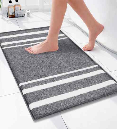 Light Grey Microfiber 40x60 cm Anti Skid Bathroom Mat