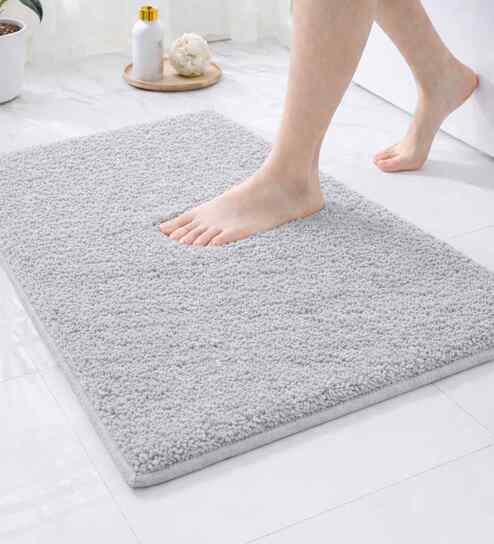 Light-Grey Microfiber 40x60 cm Anti-Skid Bathroom Mat