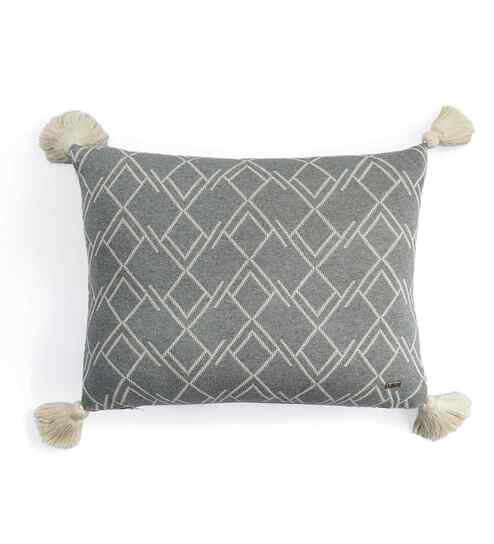 Light Grey Melange & Natural 100% Cotton Gianna 18X18 Inches Knitted Cushion Cover