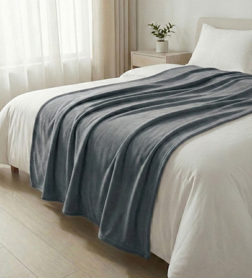 Grey Light Weight Cloudy Mink Silky Quilt