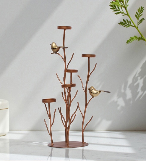 Like Bird On Leaf  With Candle Holders