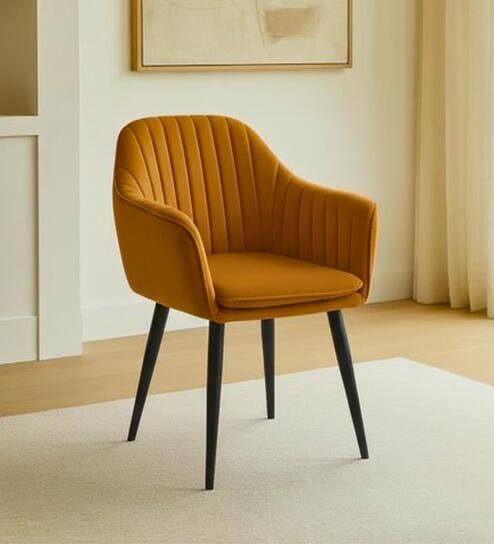 Lily Fabric Accent Chair In Golden Colour