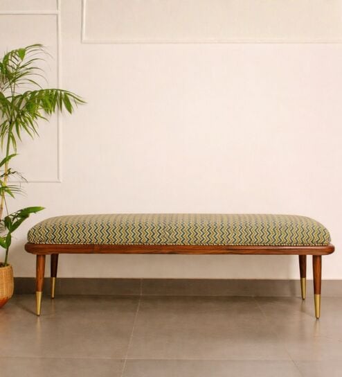 Linea Fabric Bench In Printed Finish