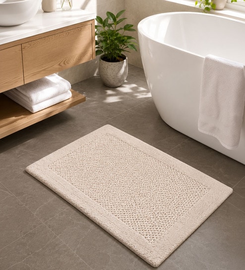 Linen Beige Reversible Cotton Bathmat (50x80 cm)