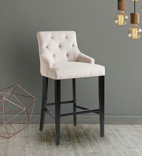 Linen Lydia Upholstered Counter Stool Bar Chair In White By Twigs Direct