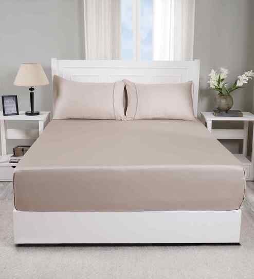 Linen Solid 300 TC Cotton Single Bed Sheet with 1 Pillow Cover 24 Collection