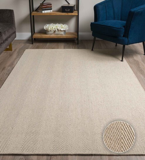 Linen Wool & Jute Abstract 9' x 6' Hand Woven Carpet By Kaleen India