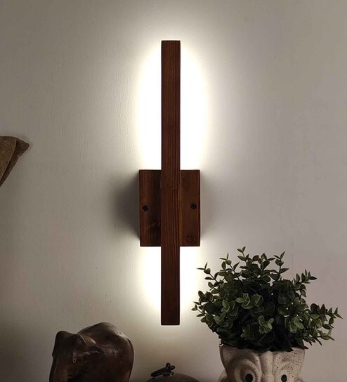 Lineo Wooden LED Wall Flush Mount Light (Brown)