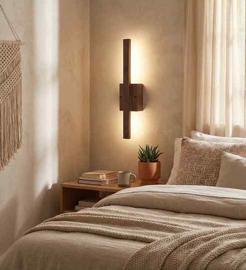 Lineo Wooden LED Wall Flush Mount Light (Brown)