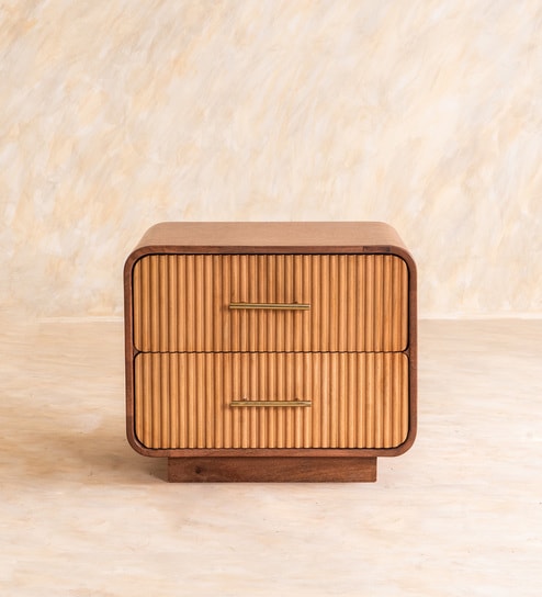 Linn Bedside Table In White Walnut Finish