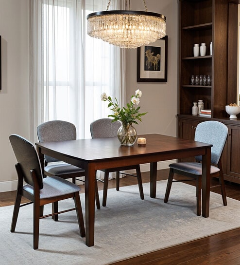 Lirio 4 Seater Dining Set In Natural Finish