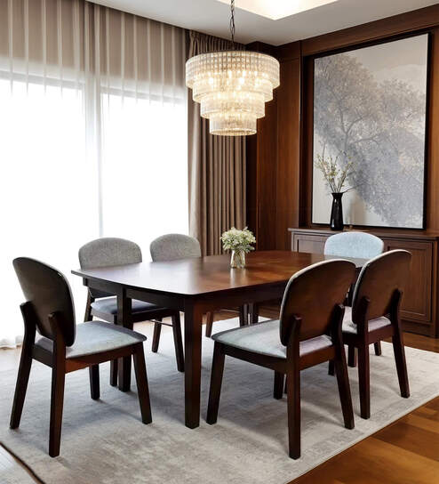 Lirio 6 Seater Dining Set In Natural Finish