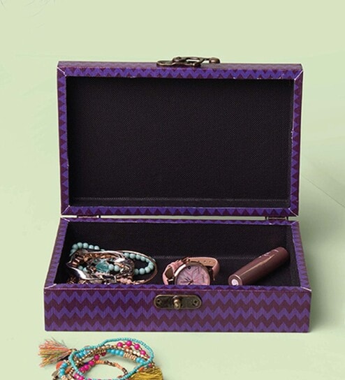 Purple Mdf Live To Travel Canvas Storage Decorative Box