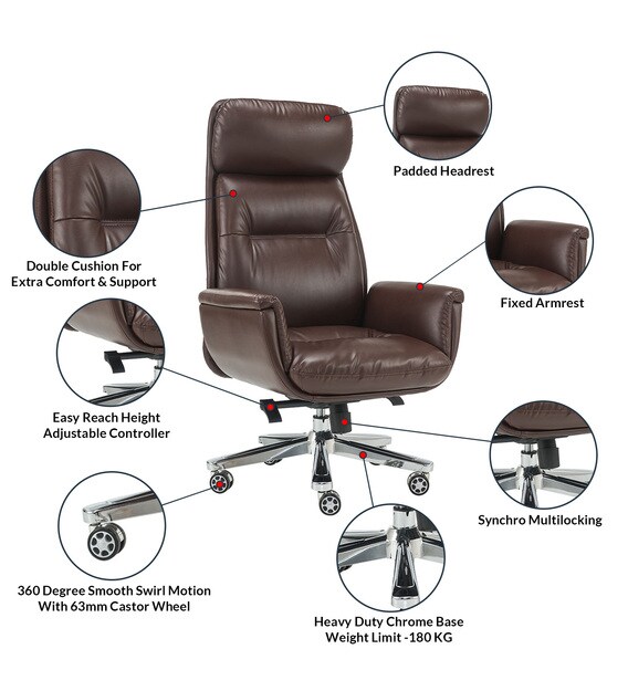 Buy Lincoln Executive Chair In Brown Colour By Durian Online High Back Executive Chairs Chairs Furniture Pepperfry Product