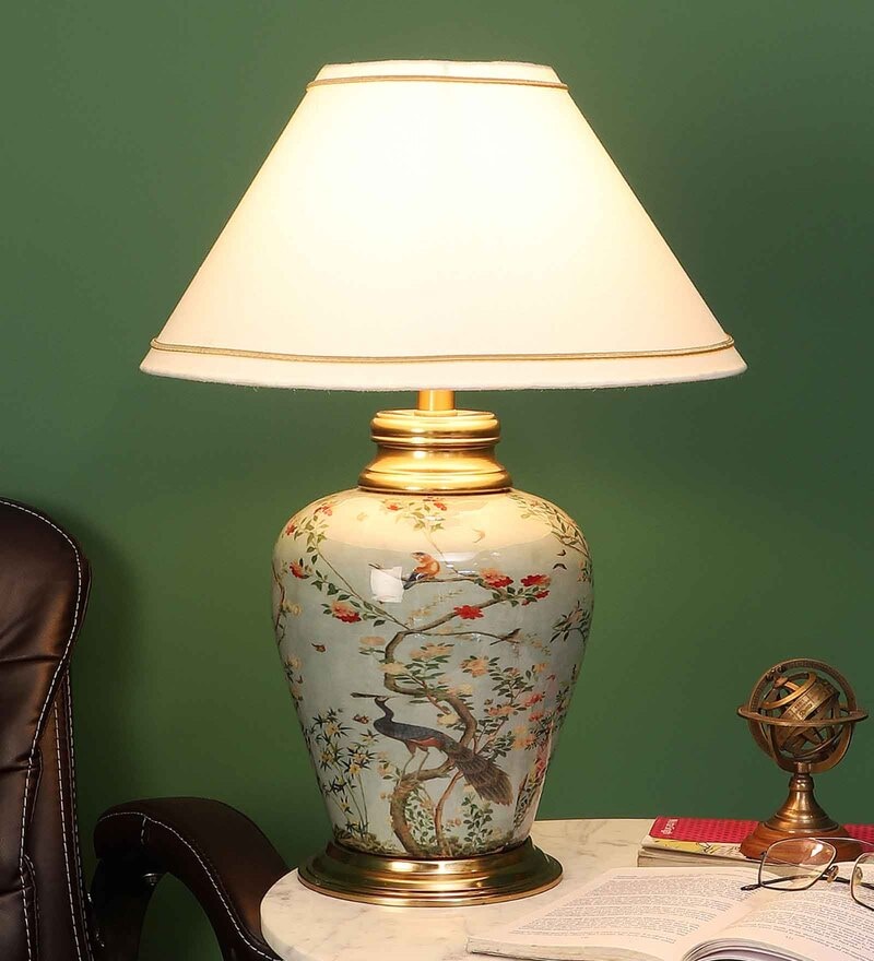 Buy Light Green & Peacock Table Lamp by Pristine Interiors Online ...