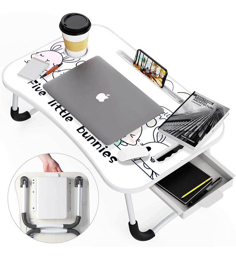 Buy Little Bunnies Portable Study / Laptop Table in White Colour by