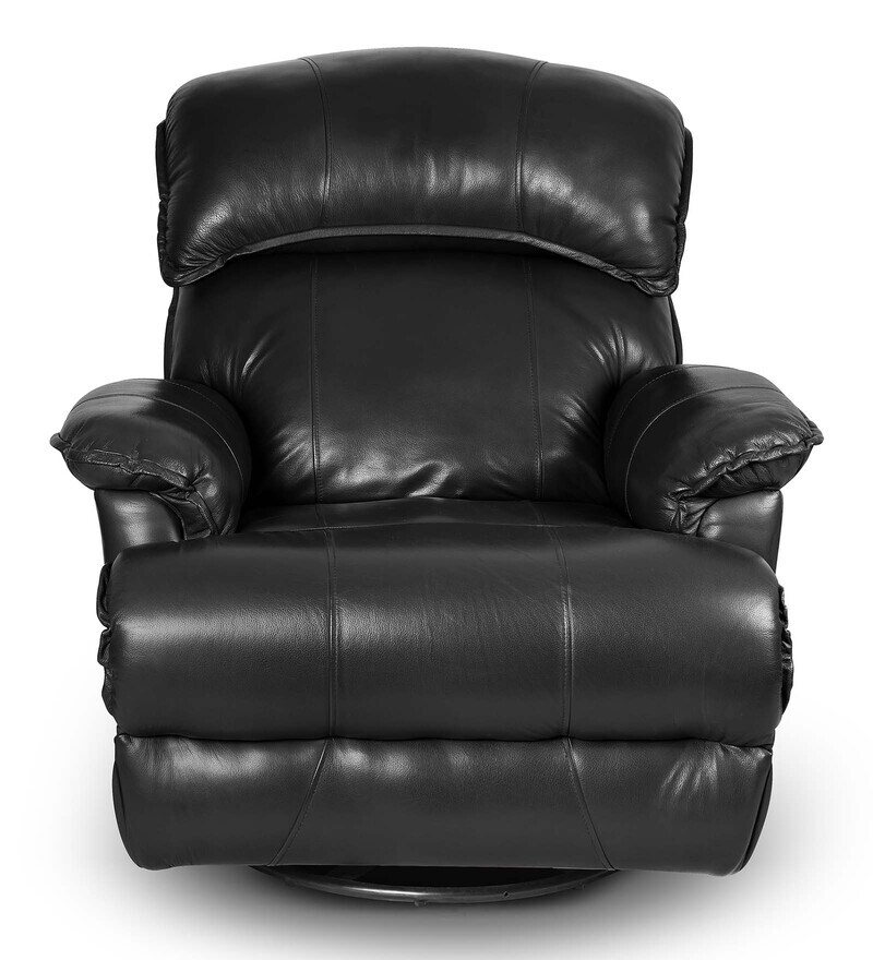 Buy Livo Leatherette Manual 1 Seater Recliner in Black Colour by Little