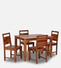 Liana Sheesham Wood 4 Seater Dining Set In Natural Teak Finish