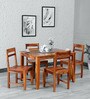 Liana Sheesham Wood 4 Seater Dining Set In Natural Teak Finish