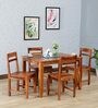 Liana Sheesham Wood 4 Seater Dining Set In Natural Teak Finish