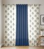 Liberty Blue & Aura Indigo Printed Cotton Curtains for Door Pack of 3