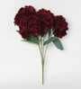Life like Hydrangea Flower Bunch with 6 Flower Heads (Maroon)