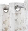 Beige Floral Polyester Blend 7 Ft Light Filtering Eyelet Door Curtain