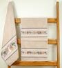 Light Beige Cotton Printed  460 GSM Bath & Hand Towels 3Pcs Bath And Hand Towels