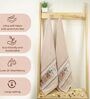 Light Beige Cotton Printed  460 GSM Bath Towels Pack of 2