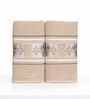 Light Beige Cotton Printed  460 GSM Bath Towels Pack of 2