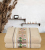 Light Beige Cotton Printed  460 GSM Bath Towels Pack of 2