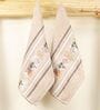 Light Beige Cotton Printed  460 GSM Hand Towels Pack of 2