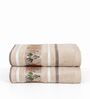 Light Beige Cotton Printed  460 GSM Hand Towels Pack of 2
