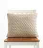Light Beige Melange 100% Cotton Criss Cross 18X18 Inches Knitted Cushion Cover