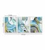 School of Make Up Blue Canvas Framed Art Panels Set of 3