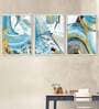 School of Make Up Blue Canvas Framed Art Panels Set of 3