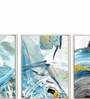 School of Make Up Blue Canvas Framed Art Panels Set of 3