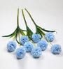 Light Blue Fabric Decorative Artificial BallMum Flowers Set of 3